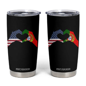 Portuguese American Flag Tumbler Cup Vintage Portugal USA Flag Heart TS10 Black Print Your Wear