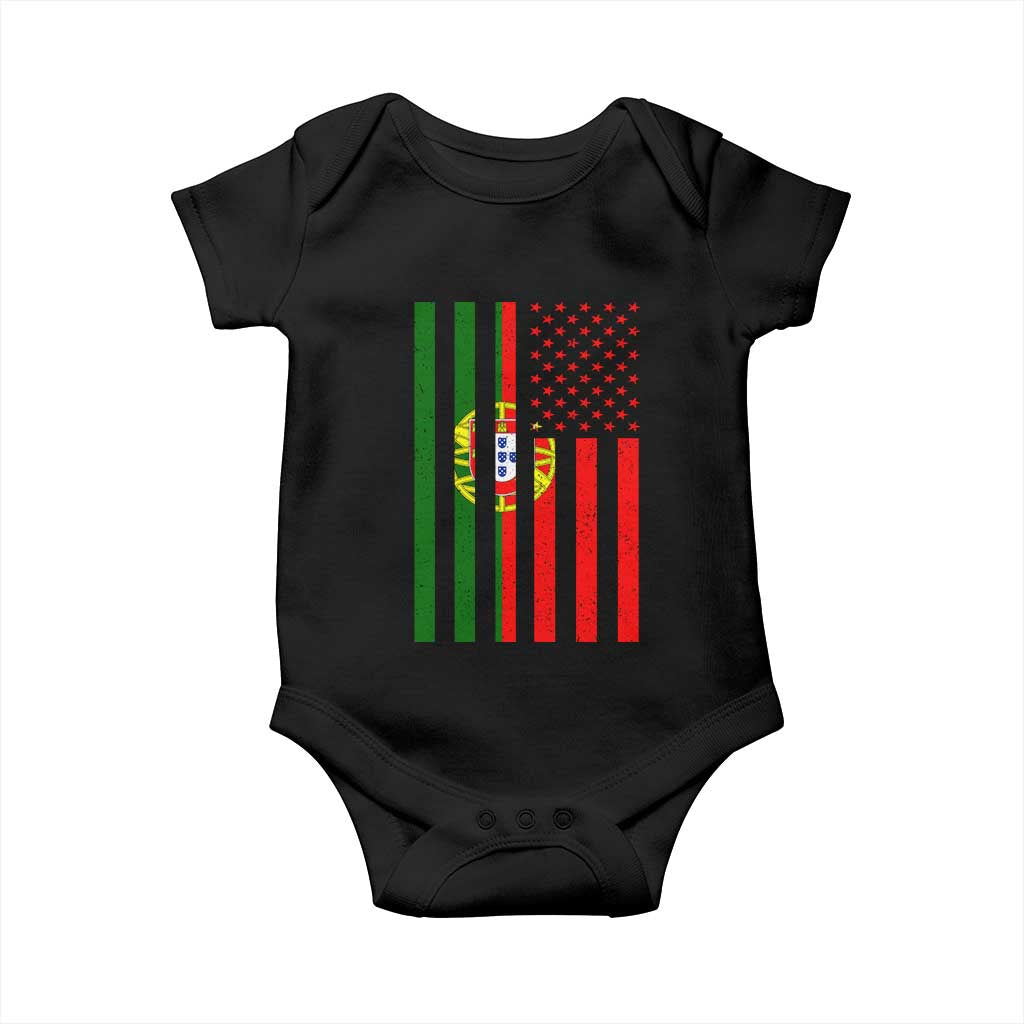Portuguese Flag Baby Onesie Vintage USA Flag Portugal Pride Gifts TS10 Black Print Your Wear