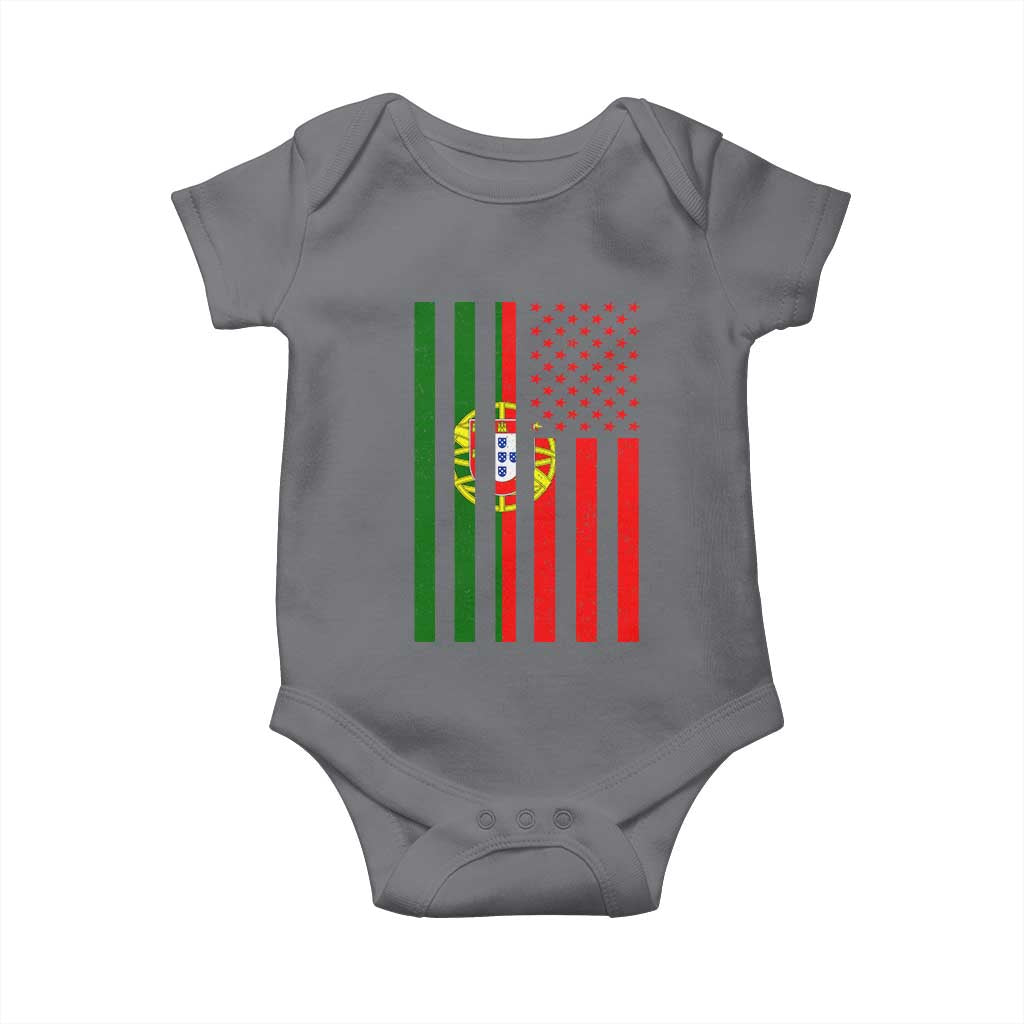 Portuguese Flag Baby Onesie Vintage USA Flag Portugal Pride Gifts TS10 Charcoal Print Your Wear