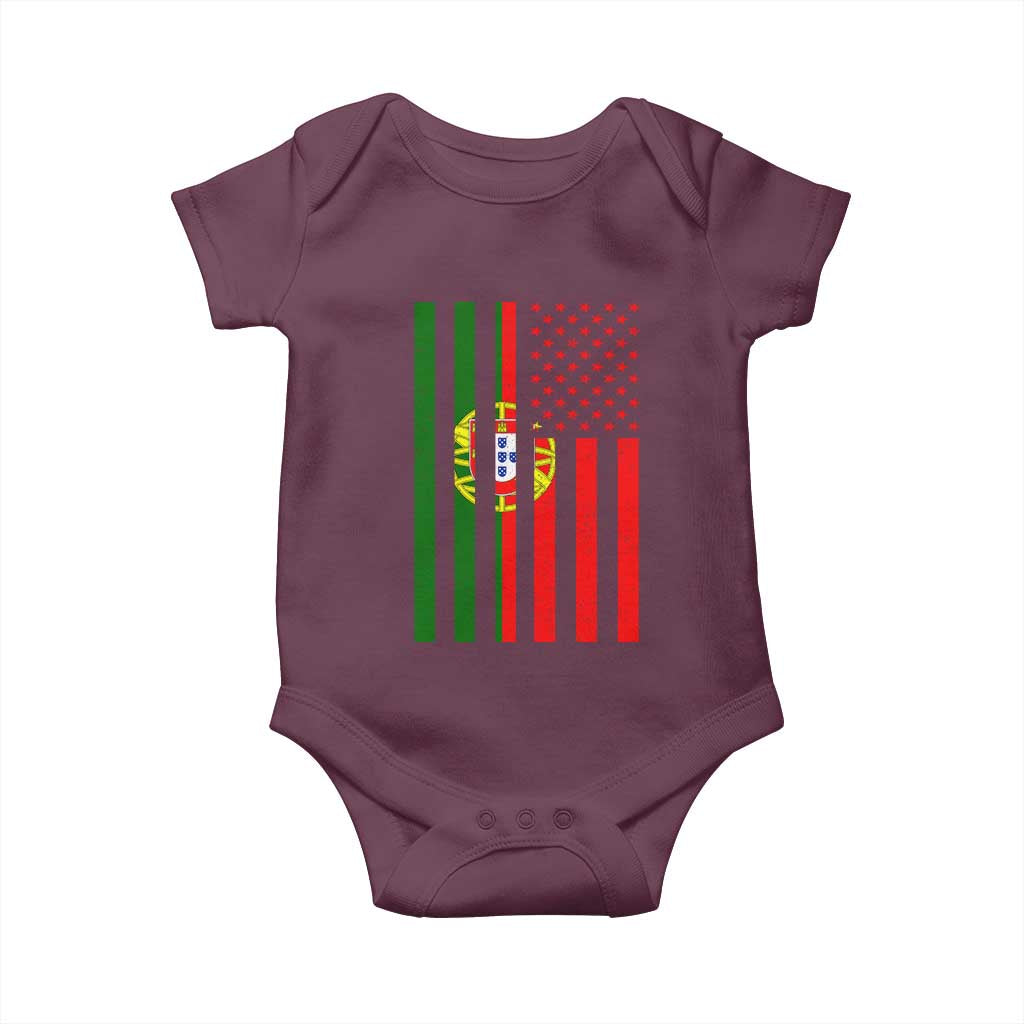Portuguese Flag Baby Onesie Vintage USA Flag Portugal Pride Gifts TS10 Maroon Print Your Wear