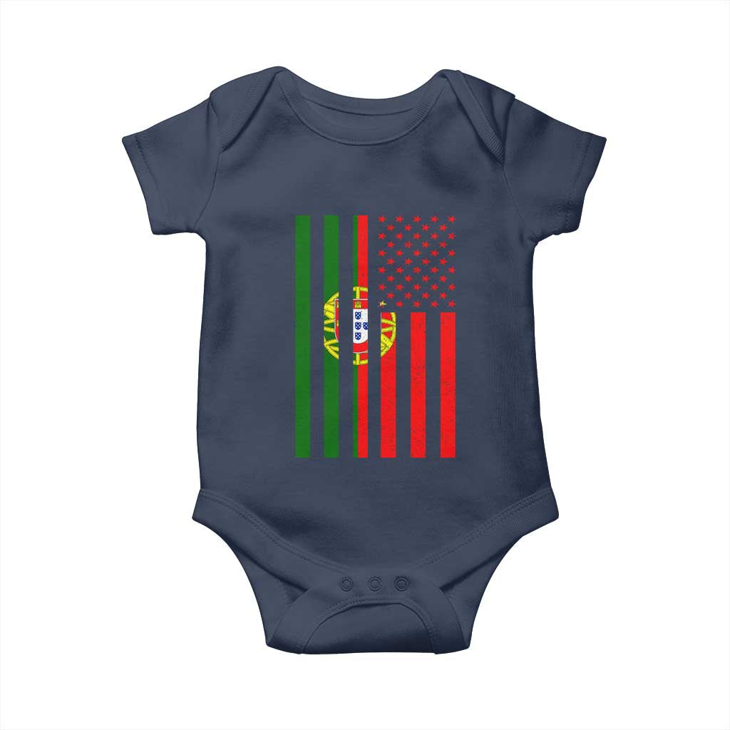 Portuguese Flag Baby Onesie Vintage USA Flag Portugal Pride Gifts TS10 Navy Print Your Wear