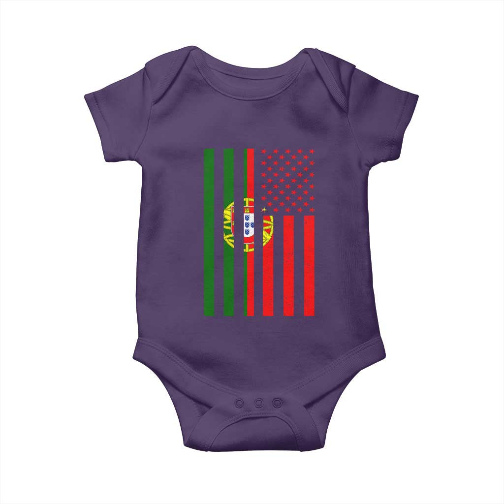 Portuguese Flag Baby Onesie Vintage USA Flag Portugal Pride Gifts TS10 Purple Print Your Wear