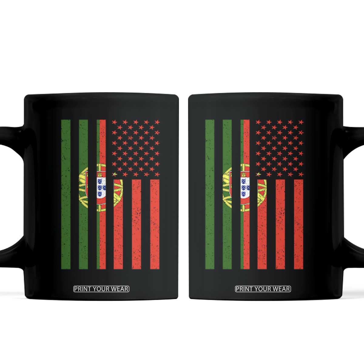 Portuguese Flag Coffee Mug Vintage USA Flag Portugal Pride Gifts TS10 Black Print Your Wear