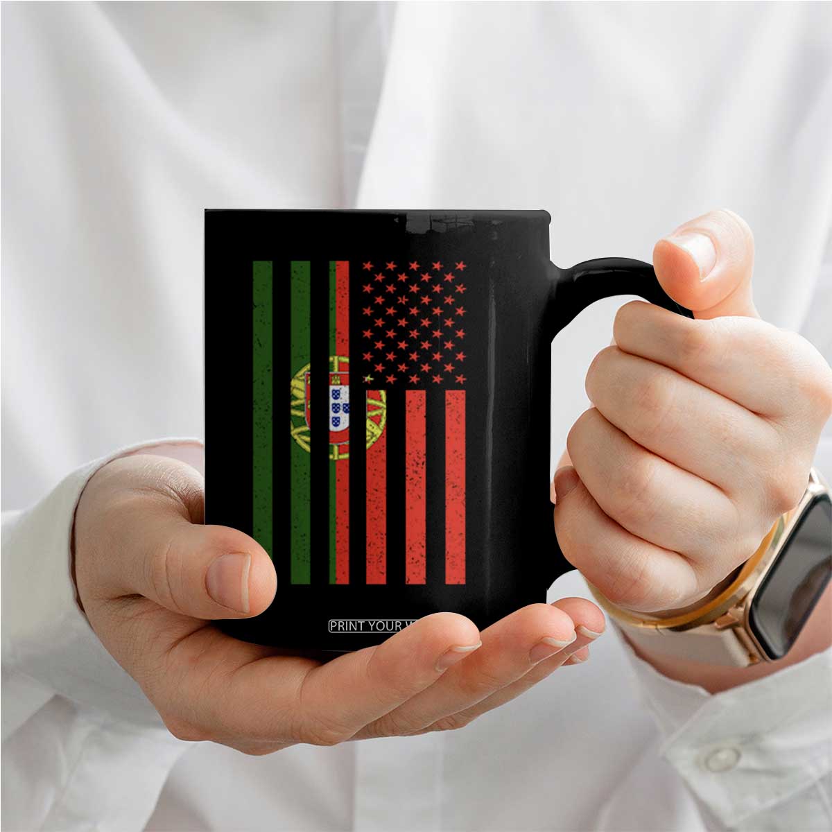 Portuguese Flag Coffee Mug Vintage USA Flag Portugal Pride Gifts TS10 Print Your Wear