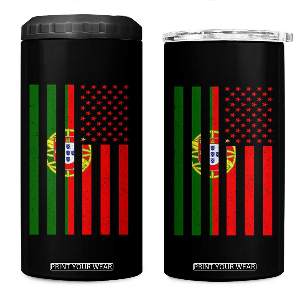 Portuguese Flag 4 in 1 Can Cooler Tumbler Vintage USA Flag Portugal Pride Gifts TS10 One Size: 16 oz Black Print Your Wear