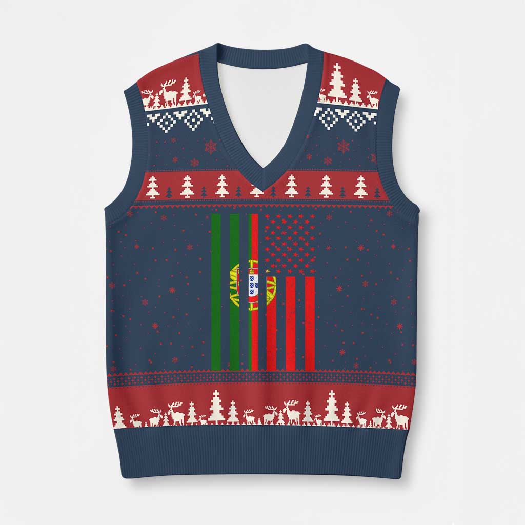 Portuguese Flag V-Neck Knit Sweater Vest Vintage USA Flag Portugal Pride Gifts TS10 Navy Red Print Your Wear