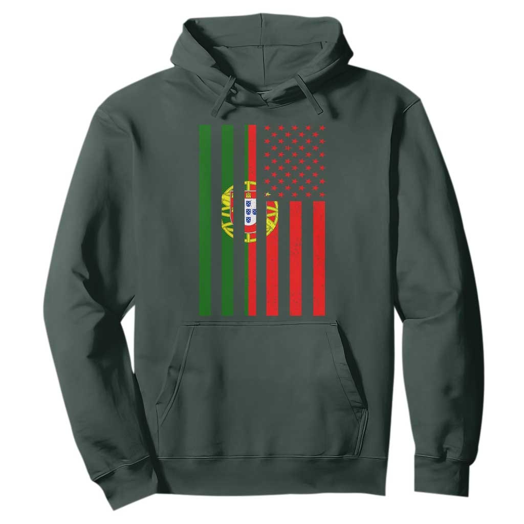 Portuguese Flag Hoodie Vintage USA Flag Portugal Pride Gifts TS10 Dark Forest Green Print Your Wear