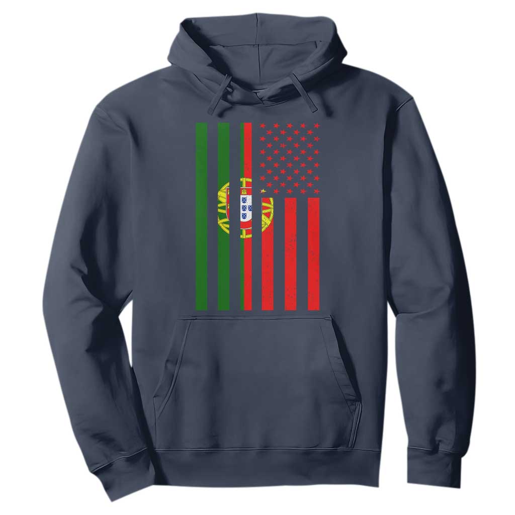 Portuguese Flag Hoodie Vintage USA Flag Portugal Pride Gifts TS10 Navy Print Your Wear