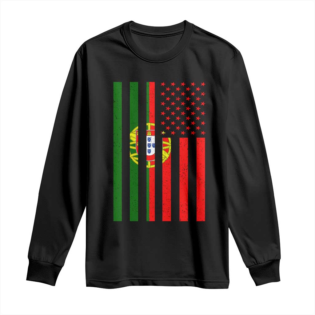 Portuguese Flag Long Sleeve Shirt Vintage USA Flag Portugal Pride Gifts TS10 Black Print Your Wear