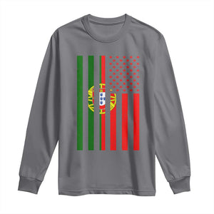 Portuguese Flag Long Sleeve Shirt Vintage USA Flag Portugal Pride Gifts TS10 Charcoal Print Your Wear