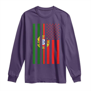 Portuguese Flag Long Sleeve Shirt Vintage USA Flag Portugal Pride Gifts TS10 Purple Print Your Wear