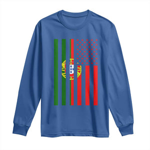 Portuguese Flag Long Sleeve Shirt Vintage USA Flag Portugal Pride Gifts TS10 Royal Blue Print Your Wear