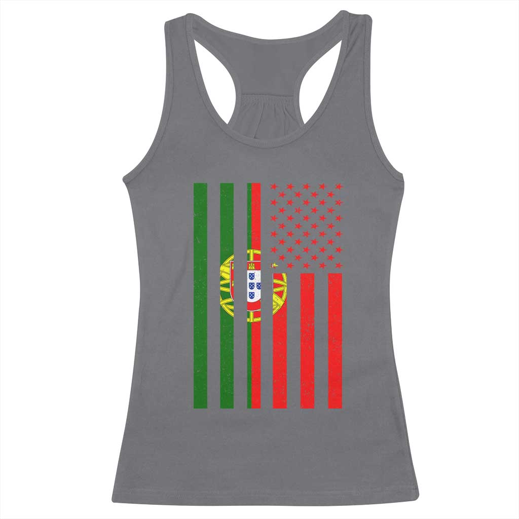 Portuguese Flag Racerback Tank Top Vintage USA Flag Portugal Pride Gifts TS10 Charcoal Print Your Wear