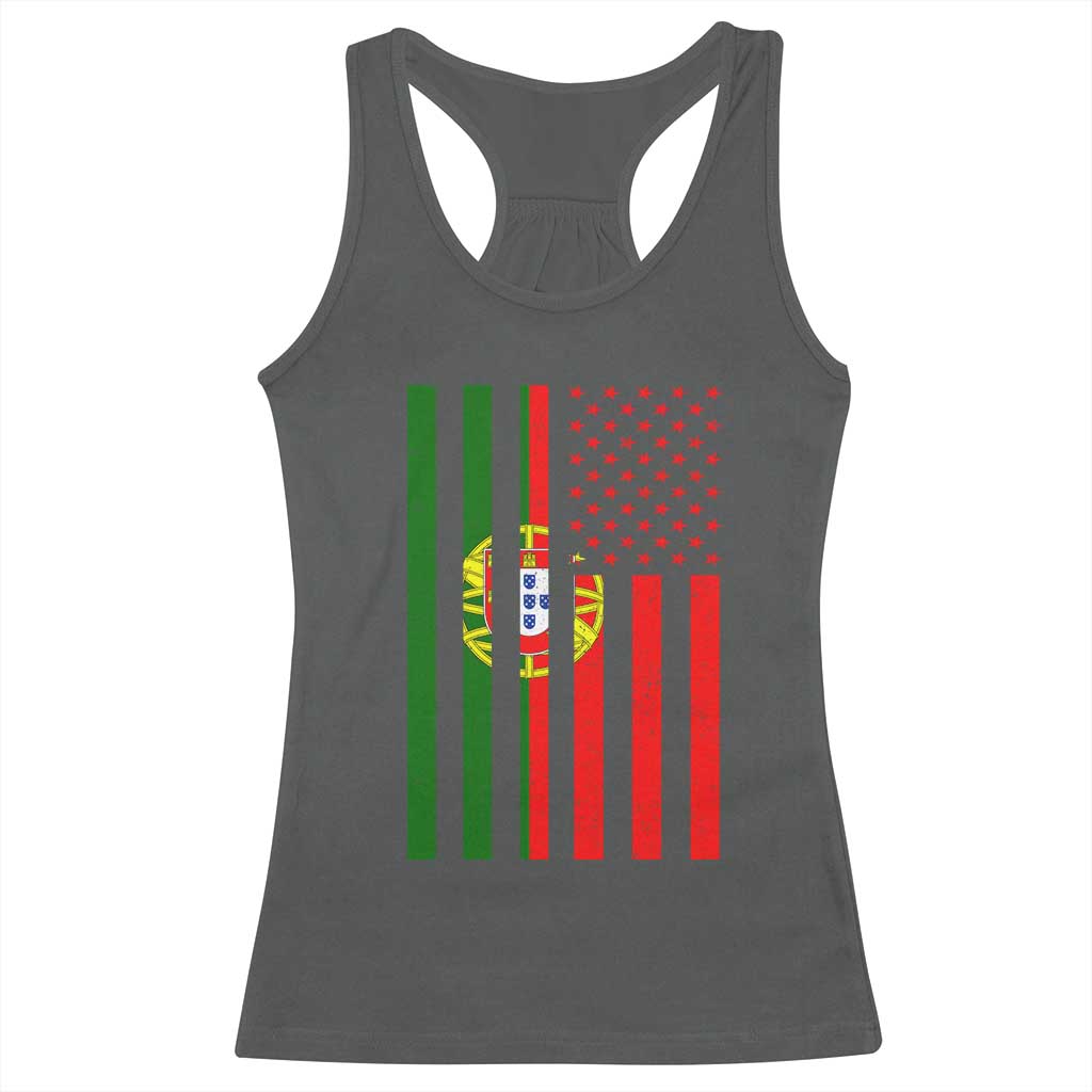Portuguese Flag Racerback Tank Top Vintage USA Flag Portugal Pride Gifts TS10 Dark Heather Print Your Wear