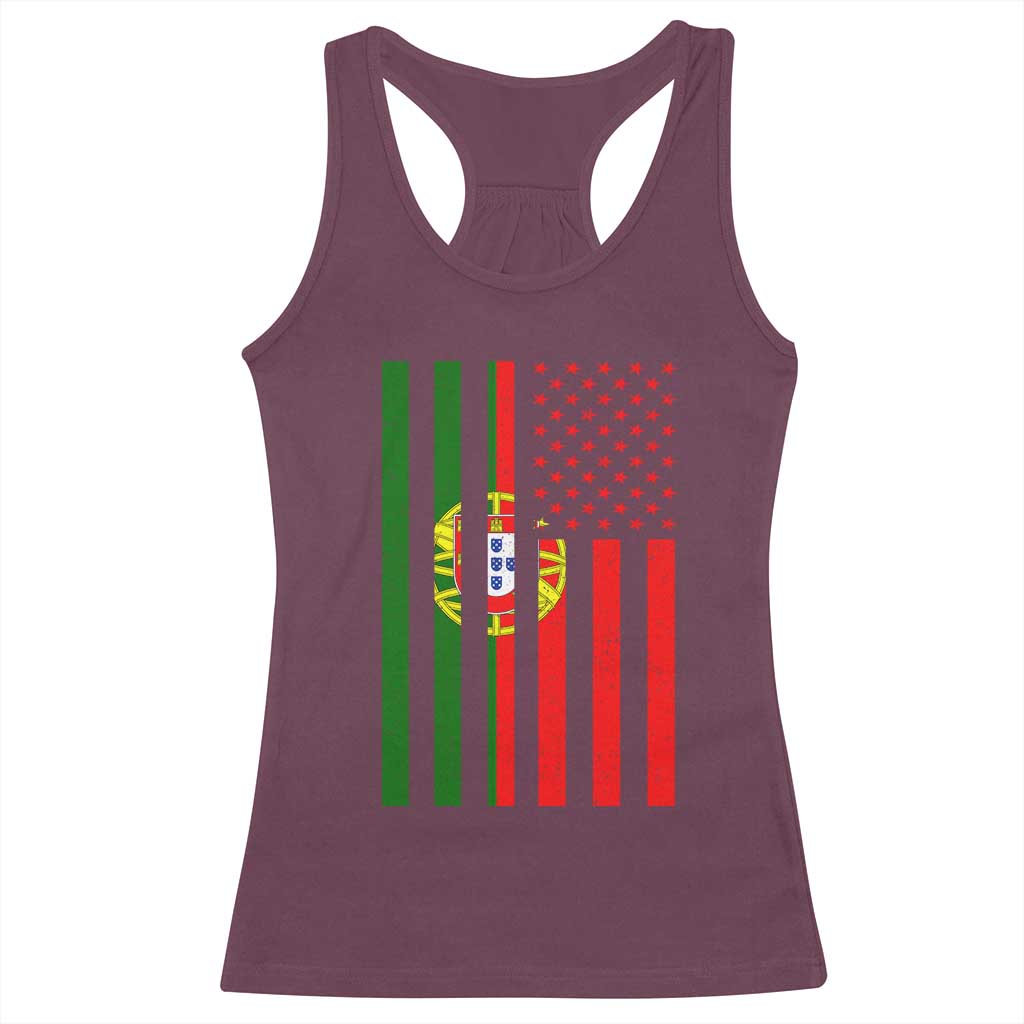 Portuguese Flag Racerback Tank Top Vintage USA Flag Portugal Pride Gifts TS10 Maroon Print Your Wear