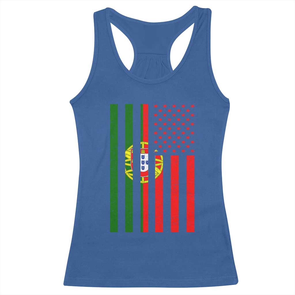 Portuguese Flag Racerback Tank Top Vintage USA Flag Portugal Pride Gifts TS10 Royal Blue Print Your Wear