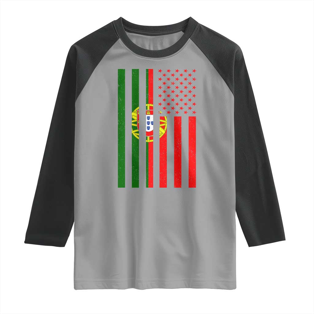 Portuguese Flag Raglan Shirt Vintage USA Flag Portugal Pride Gifts TS10 Sport Gray Black Print Your Wear
