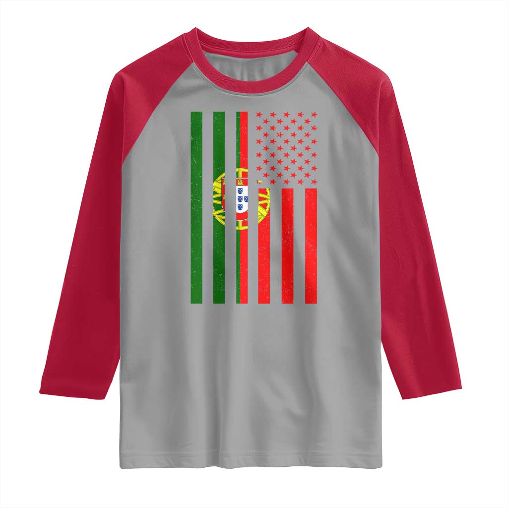 Portuguese Flag Raglan Shirt Vintage USA Flag Portugal Pride Gifts TS10 Sport Gray Red Print Your Wear