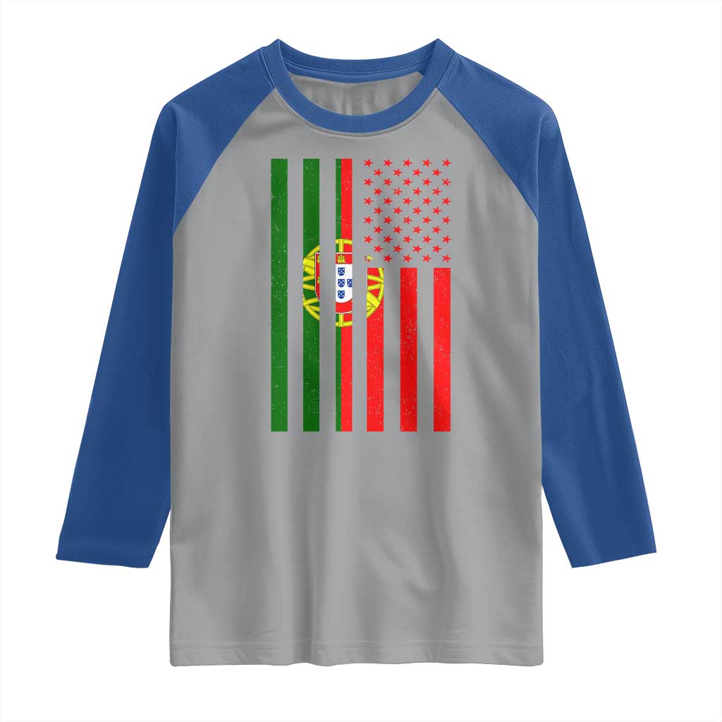 Portuguese Flag Raglan Shirt Vintage USA Flag Portugal Pride Gifts TS10 Sport Gray Royal Print Your Wear
