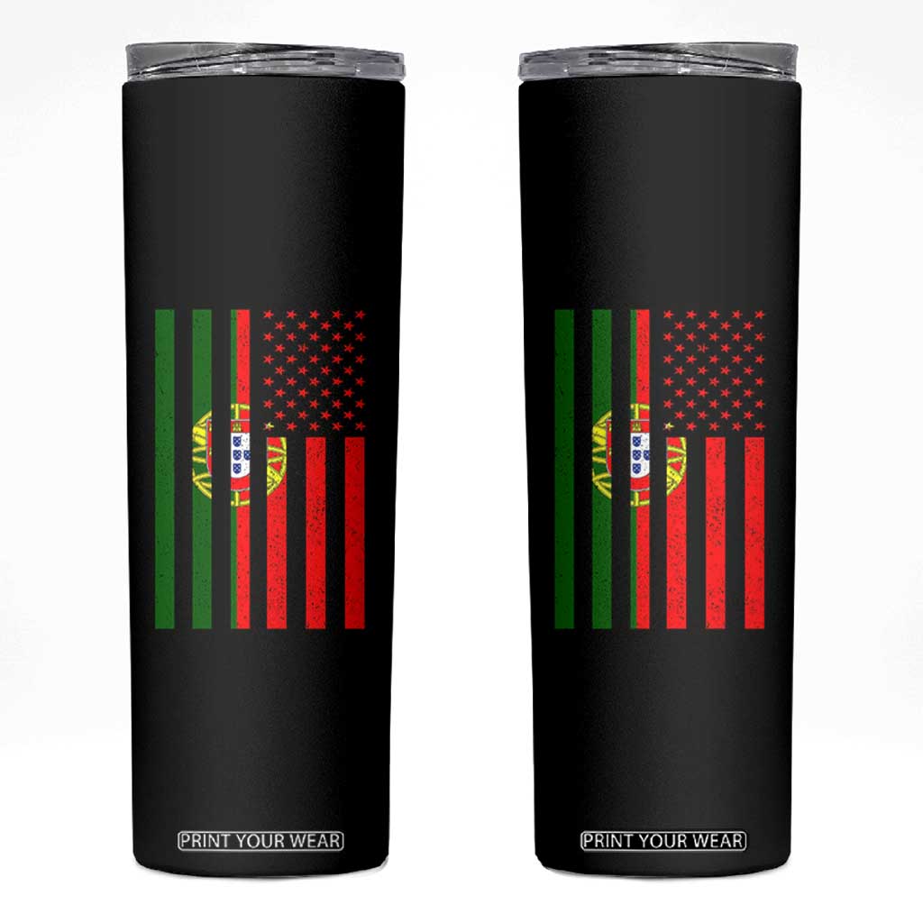 Portuguese Flag Skinny Tumbler Vintage USA Flag Portugal Pride Gifts TS10 Black Print Your Wear