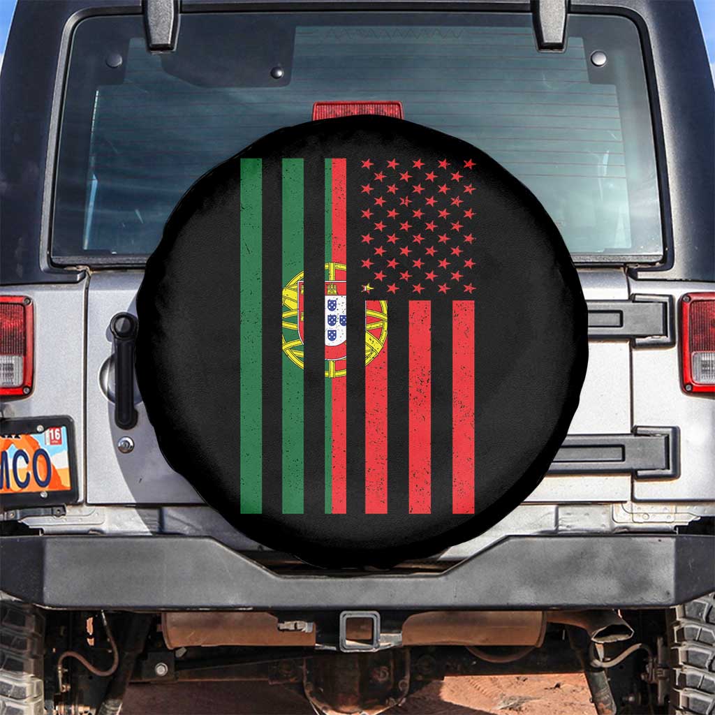 Portuguese Flag Spare Tire Cover Vintage USA Flag Portugal Pride Gifts TS10 No hole Black Print Your Wear