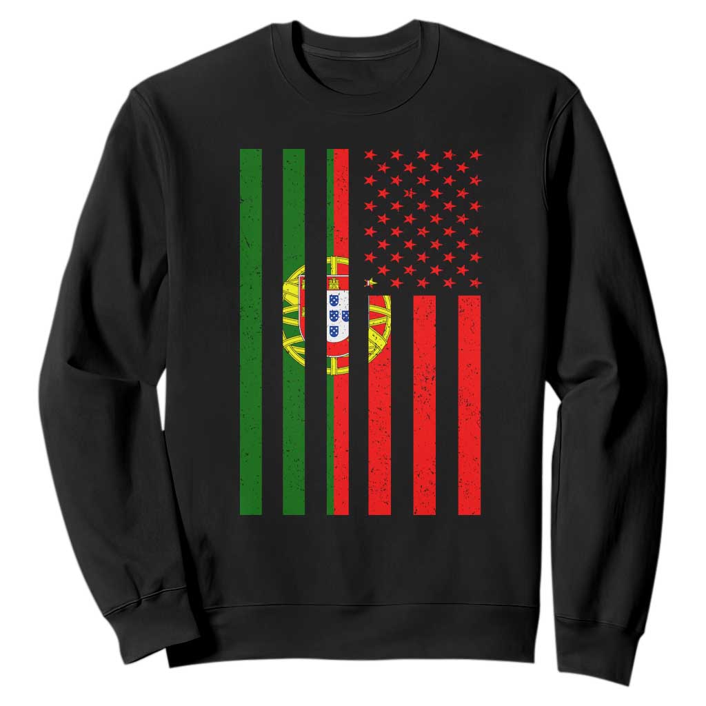 Portuguese Flag Sweatshirt Vintage USA Flag Portugal Pride Gifts TS10 Black Print Your Wear