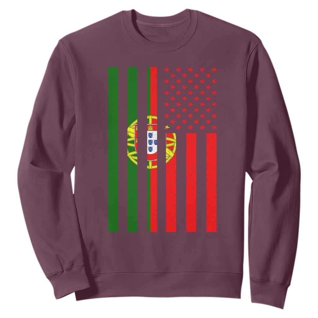 Portuguese Flag Sweatshirt Vintage USA Flag Portugal Pride Gifts TS10 Maroon Print Your Wear
