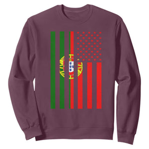 Portuguese Flag Sweatshirt Vintage USA Flag Portugal Pride Gifts TS10 Maroon Print Your Wear