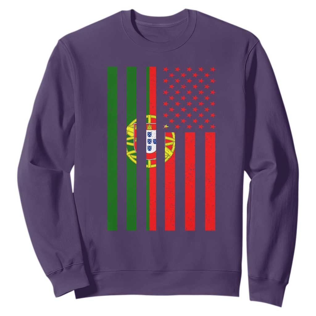 Portuguese Flag Sweatshirt Vintage USA Flag Portugal Pride Gifts TS10 Purple Print Your Wear