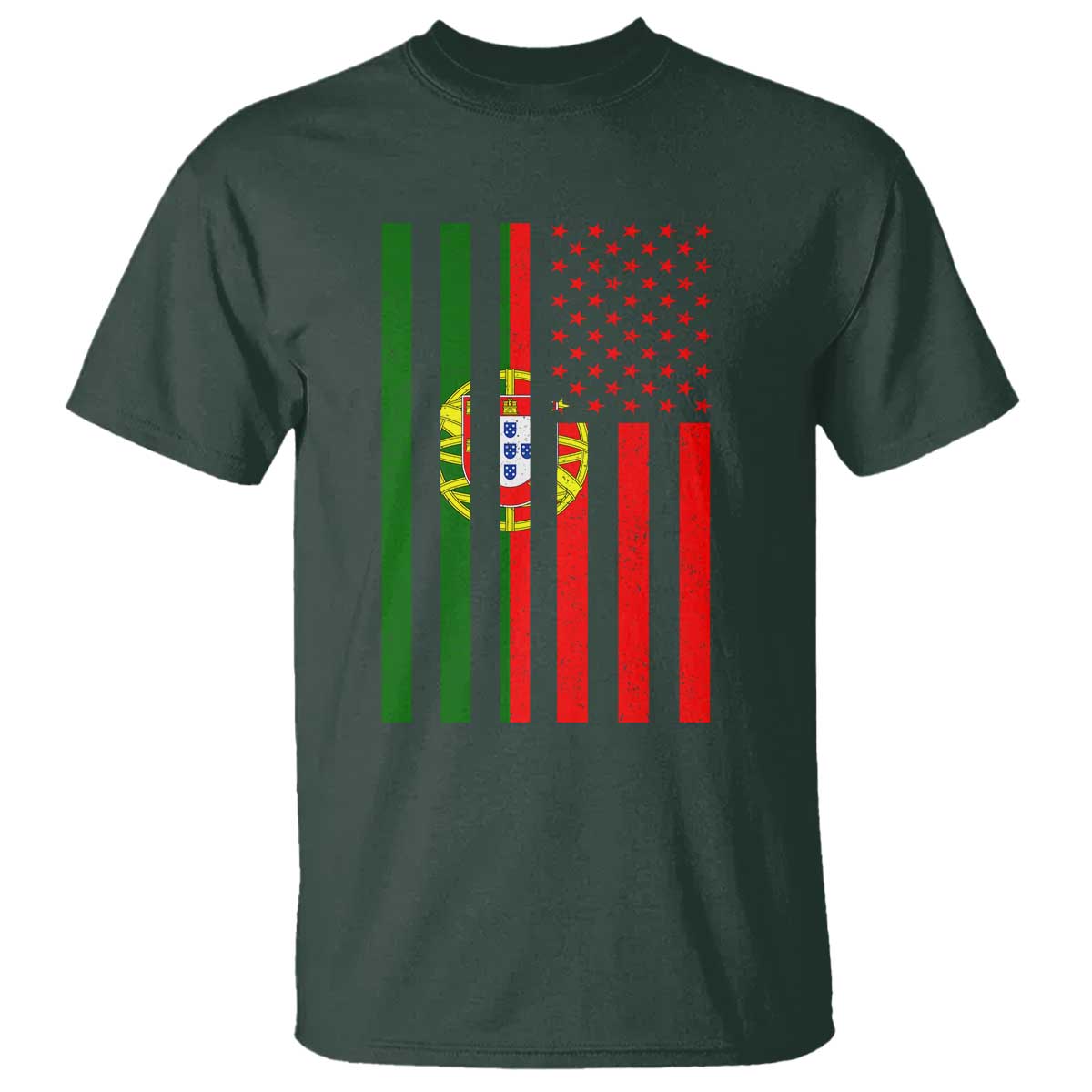 Portuguese Flag T Shirt Vintage USA Flag Portugal Pride Gifts TS10 Dark Forest Green Print Your Wear