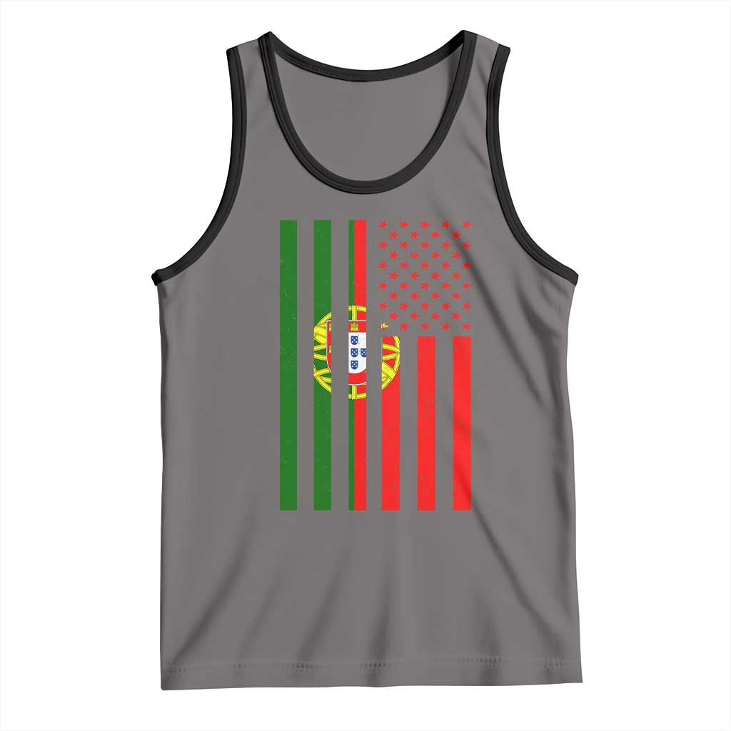 Portuguese Flag Tank Top Vintage USA Flag Portugal Pride Gifts TS10 Deep Heather Black Print Your Wear