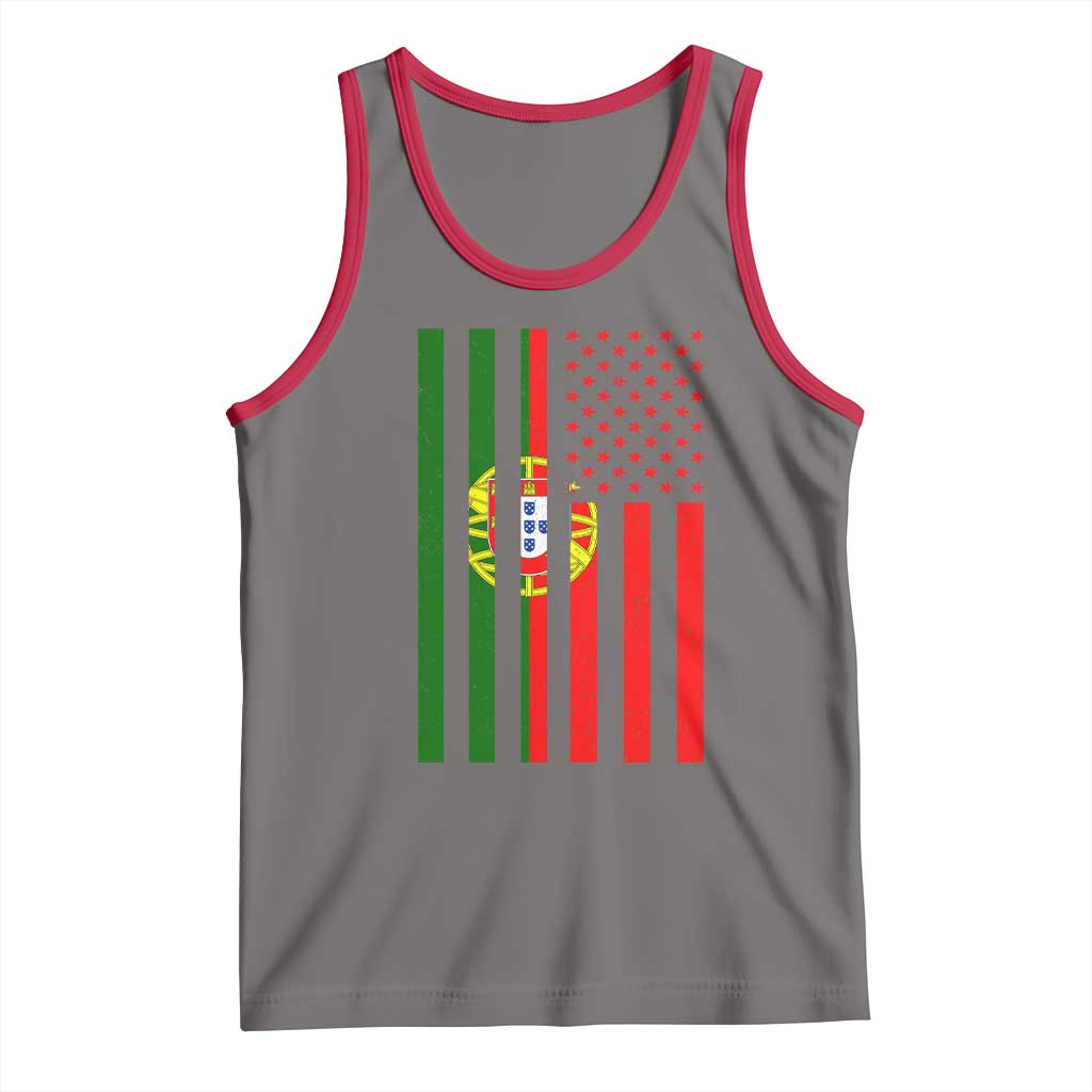 Portuguese Flag Tank Top Vintage USA Flag Portugal Pride Gifts TS10 Deep Heather Red Print Your Wear