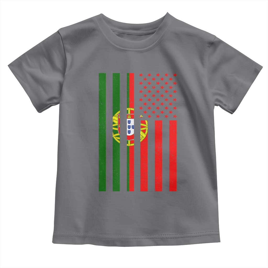 Portuguese Flag Toddler T Shirt Vintage USA Flag Portugal Pride Gifts TS10 Charcoal Print Your Wear