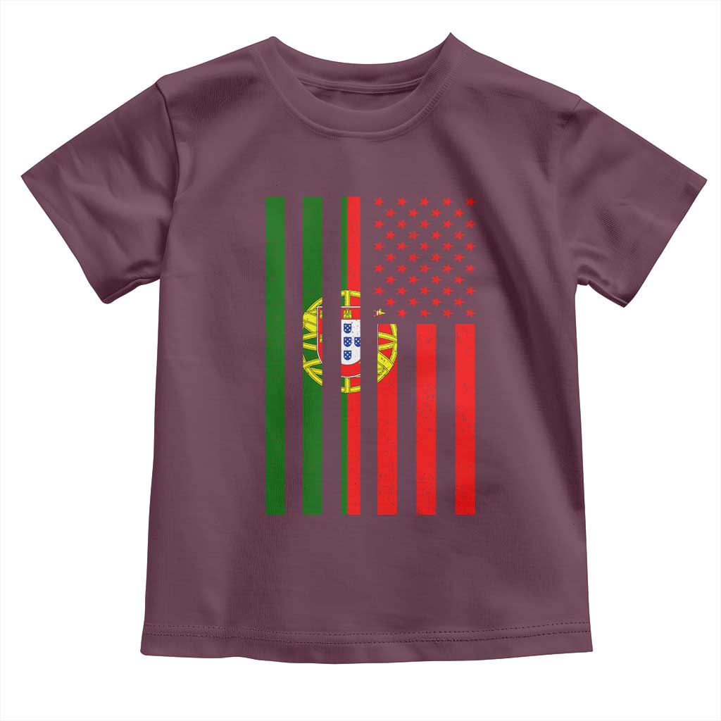 Portuguese Flag Toddler T Shirt Vintage USA Flag Portugal Pride Gifts TS10 Maroon Print Your Wear