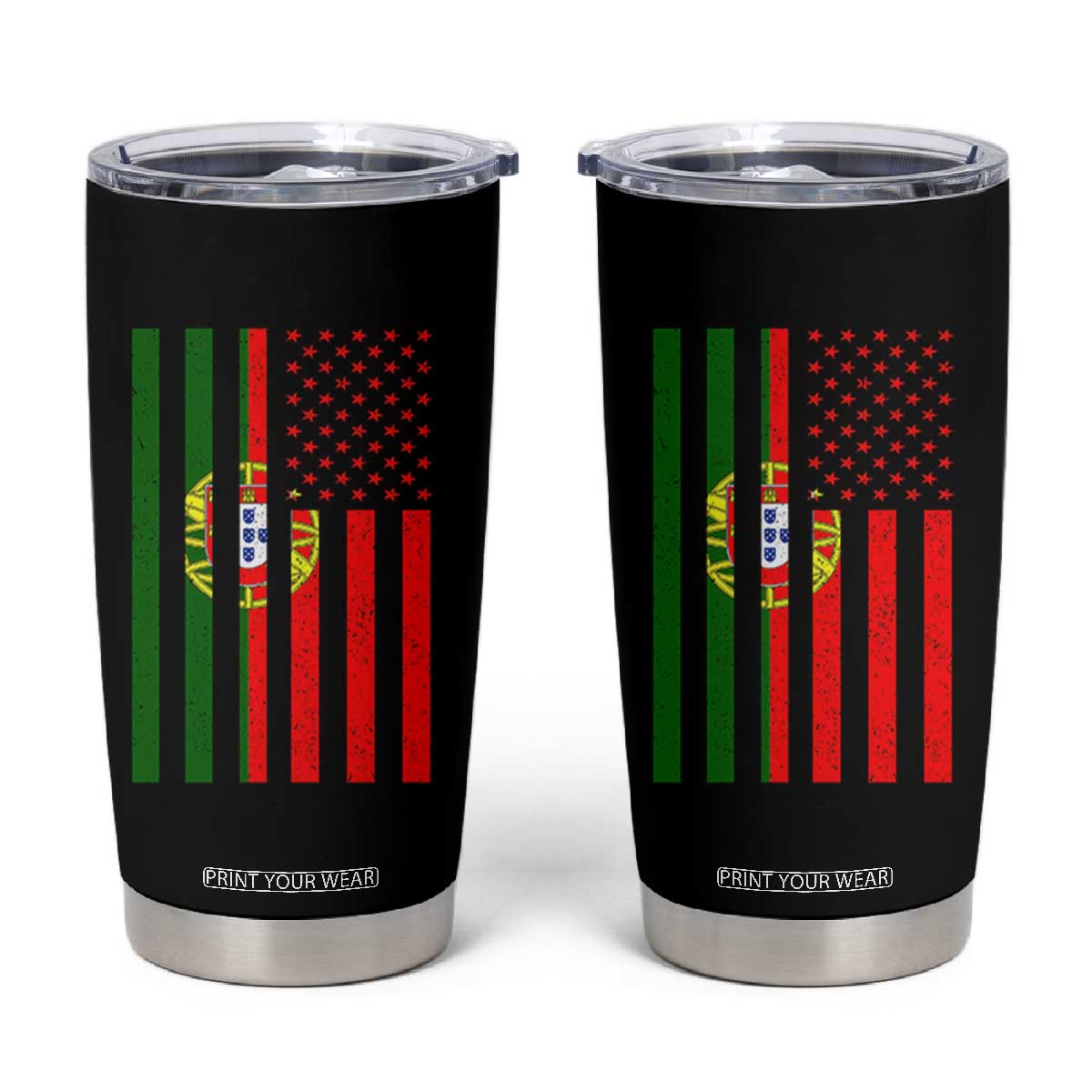 Portuguese Flag Tumbler Cup Vintage USA Flag Portugal Pride Gifts TS10 Black Print Your Wear