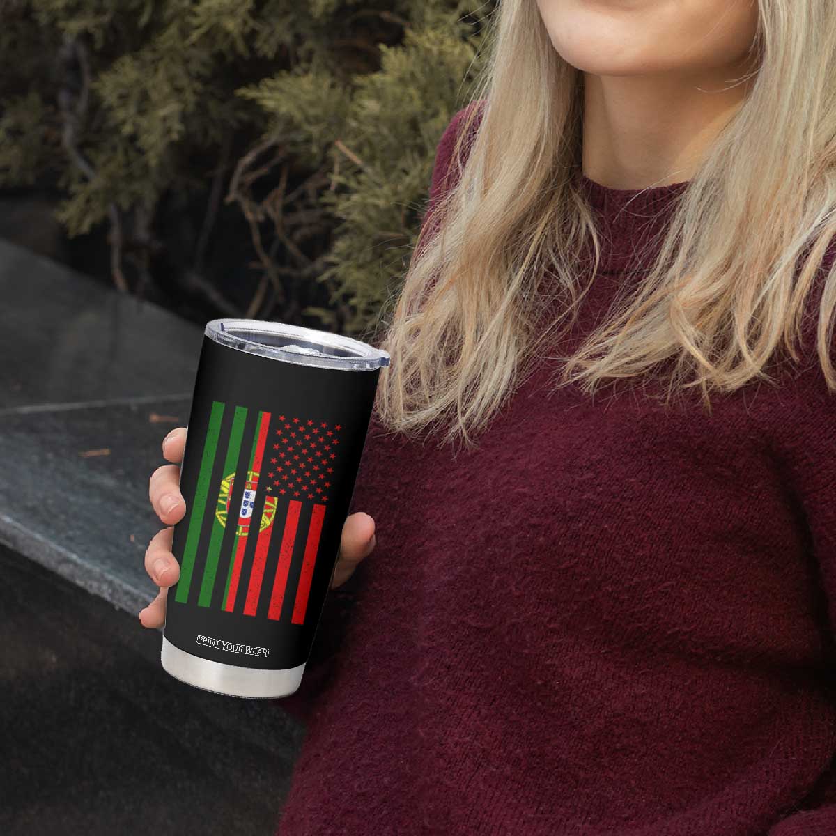 Portuguese Flag Tumbler Cup Vintage USA Flag Portugal Pride Gifts TS10 Print Your Wear