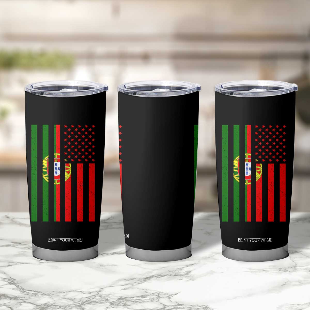 Portuguese Flag Tumbler Cup Vintage USA Flag Portugal Pride Gifts TS10 Print Your Wear