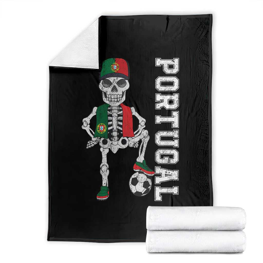 Portugal Soccer Throw Blanket Skeleton Portuguese Flag Futebol Football Player TS10 Black Print Your Wear