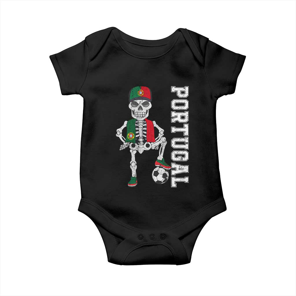 Portugal Soccer Baby Onesie Skeleton Portuguese Flag Futebol Football Player TS10 Black Print Your Wear