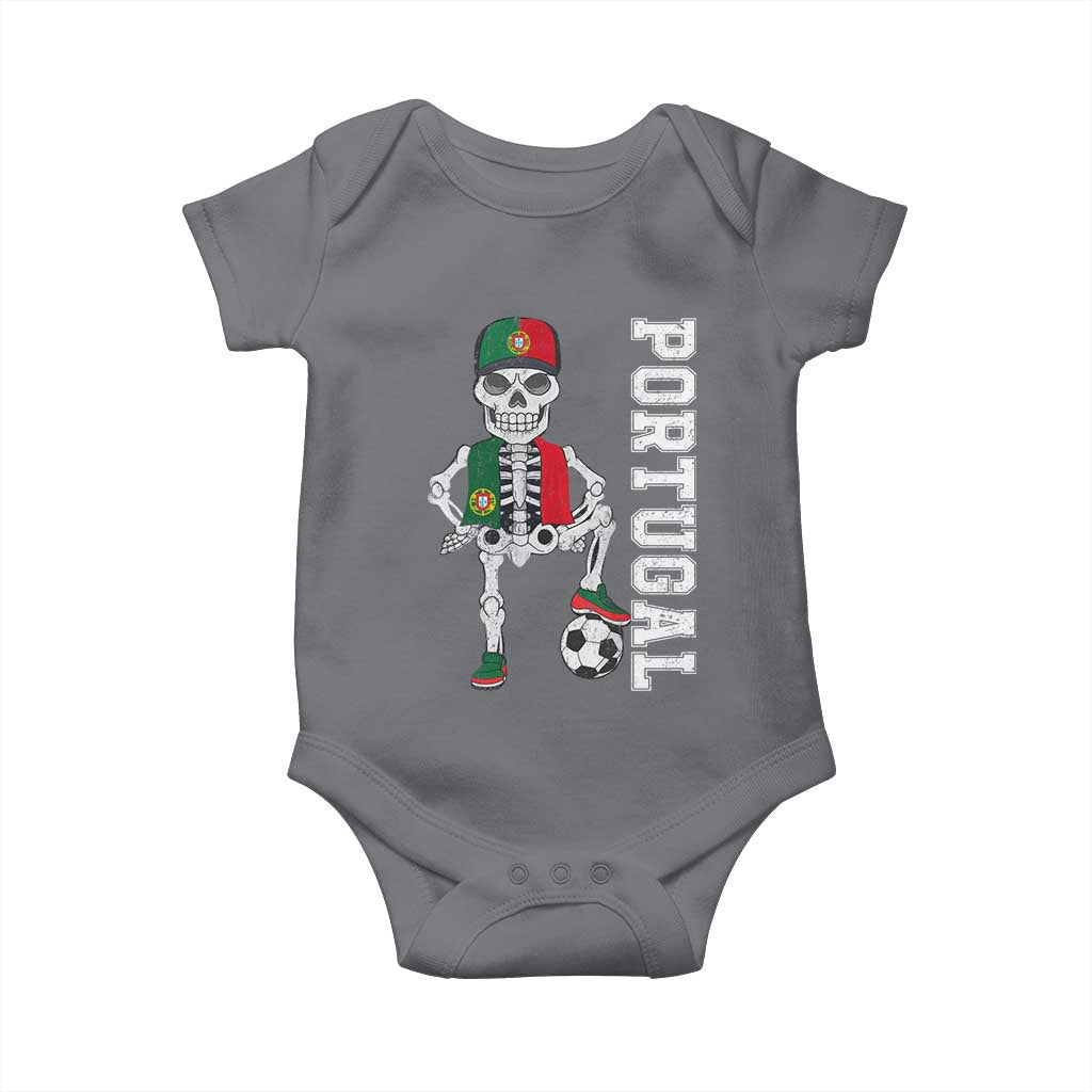 Portugal Soccer Baby Onesie Skeleton Portuguese Flag Futebol Football Player TS10 Charcoal Print Your Wear