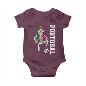 Portugal Soccer Baby Onesie Skeleton Portuguese Flag Futebol Football Player TS10 Maroon Print Your Wear