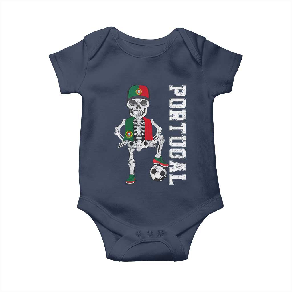 Portugal Soccer Baby Onesie Skeleton Portuguese Flag Futebol Football Player TS10 Navy Print Your Wear