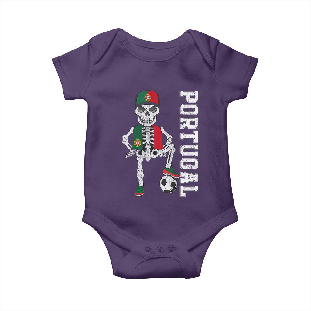 Portugal Soccer Baby Onesie Skeleton Portuguese Flag Futebol Football Player TS10 Purple Print Your Wear