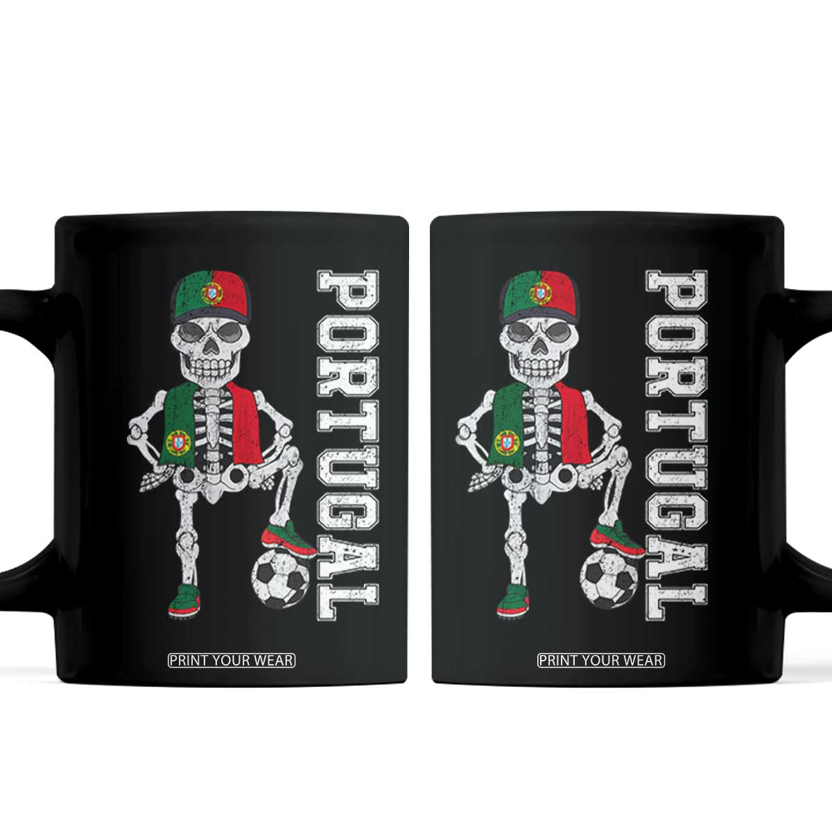 Portugal Soccer Coffee Mug Skeleton Portuguese Flag Futebol Football Player TS10 Black Print Your Wear