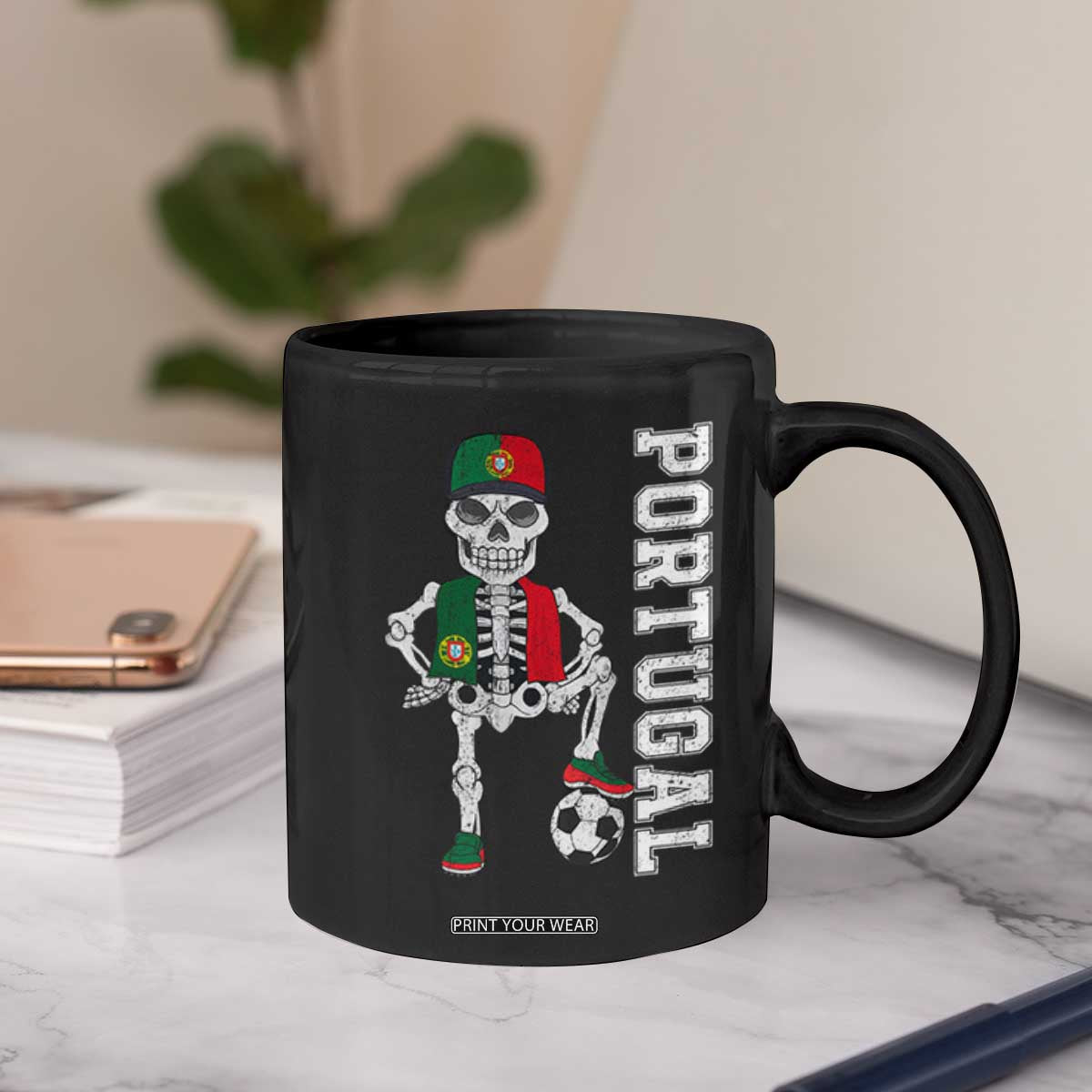 Portugal Soccer Coffee Mug Skeleton Portuguese Flag Futebol Football Player TS10 Print Your Wear
