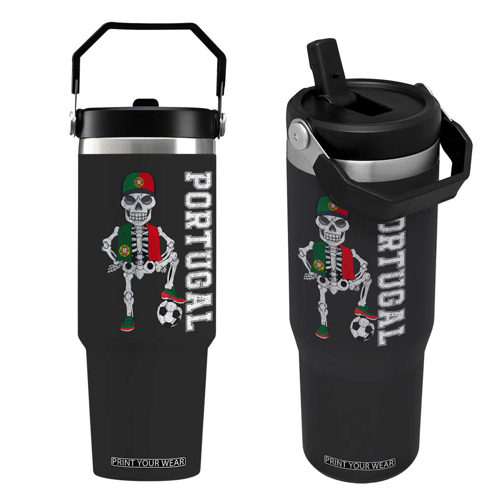 Portugal Soccer Flip Straw Tumbler Skeleton Portuguese Flag Futebol Football Player TS10 One Size: 30 oz Black Print Your Wear