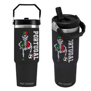 Portugal Soccer Flip Straw Tumbler Skeleton Portuguese Flag Futebol Football Player TS10 One Size: 30 oz Black Print Your Wear