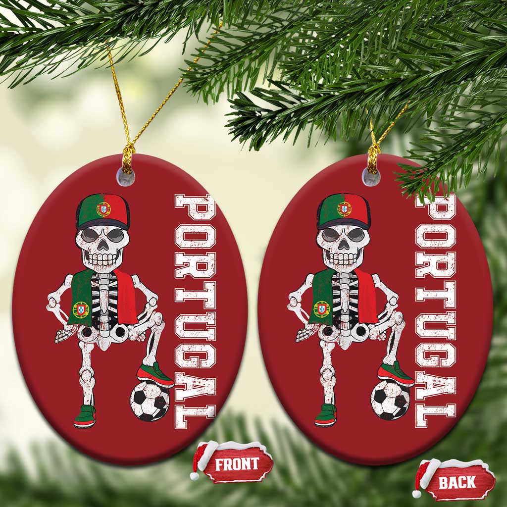 Portugal Soccer Christmas Ornament Skeleton Portuguese Flag Futebol Football Player TS10 Oval Red Print Your Wear