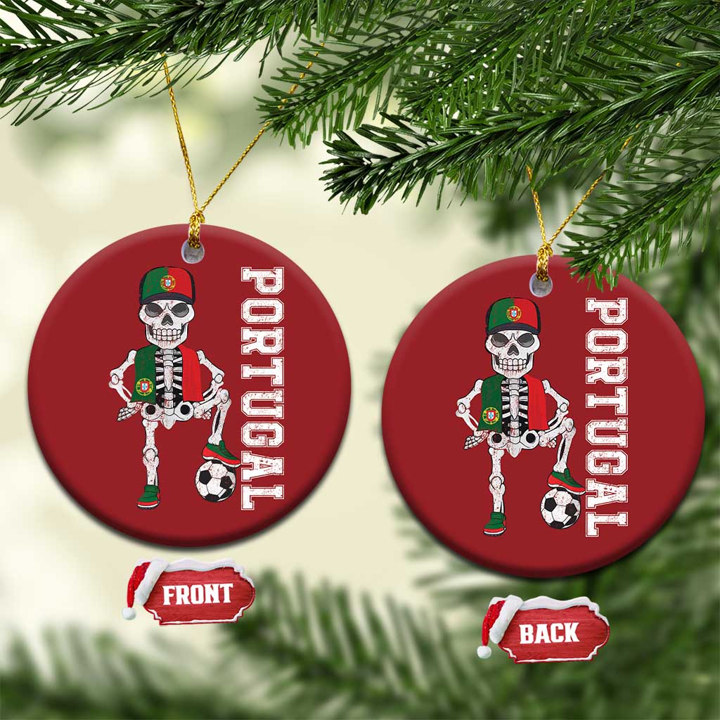 Portugal Soccer Christmas Ornament Skeleton Portuguese Flag Futebol Football Player TS10 Circle Red Print Your Wear