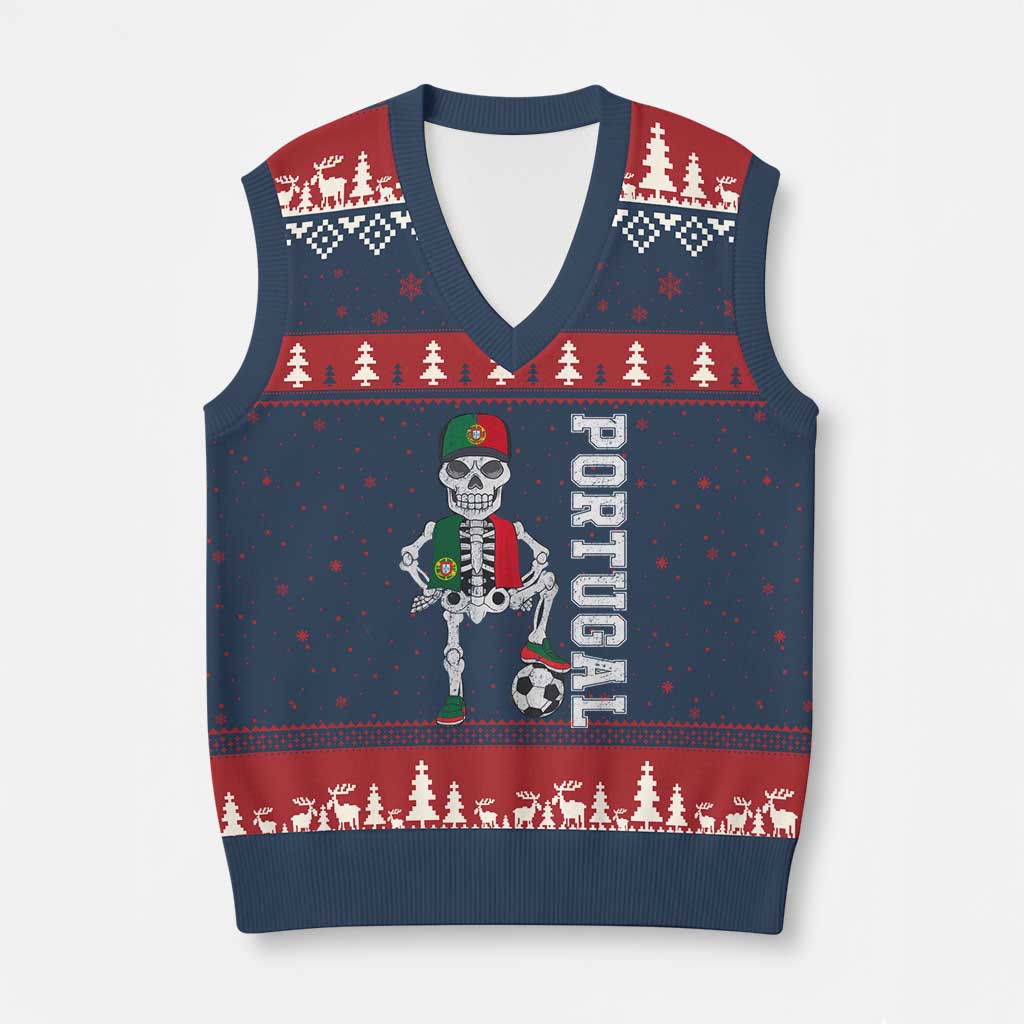 Portugal Soccer V-Neck Knit Sweater Vest Skeleton Portuguese Flag Futebol Football Player TS10 Navy Red Print Your Wear